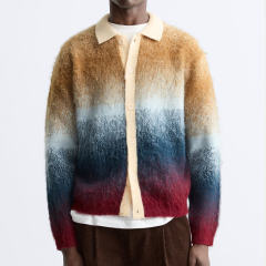 OEM ODM Gradient color mohair knitted cardigan
