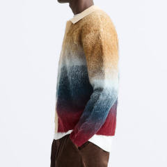 OEM ODM Gradient color mohair knitted cardigan