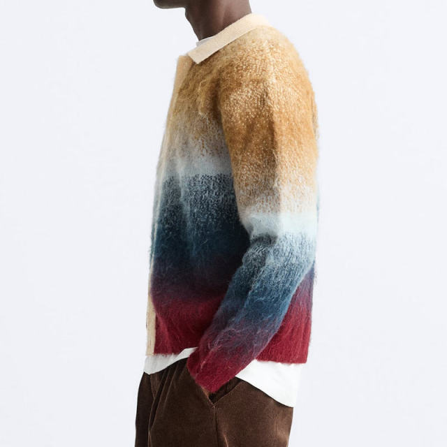 OEM ODM Gradient color mohair knitted cardigan