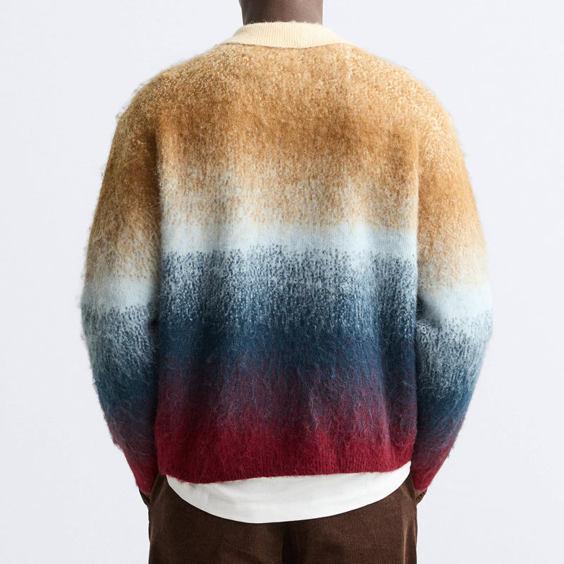 OEM ODM Gradient color mohair knitted cardigan