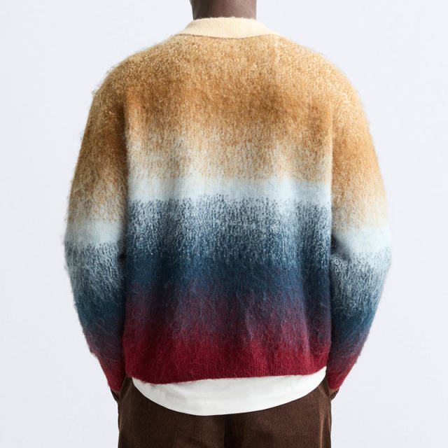 OEM ODM Gradient color mohair knitted cardigan