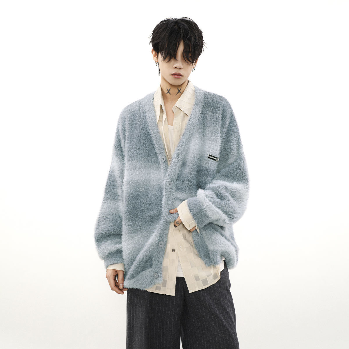 OEM ODM Gradient color mohair knitted cardigan