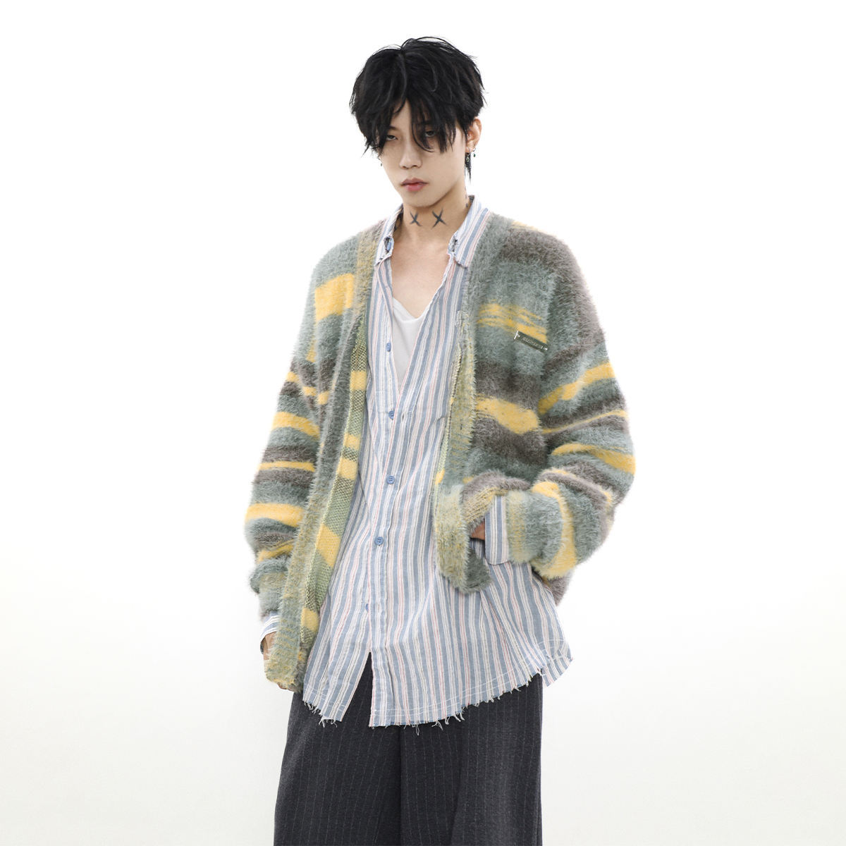 OEM ODM Gradient color mohair knitted cardigan