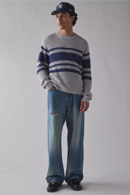 Factory Direct Men's Stripe Knit Sweater