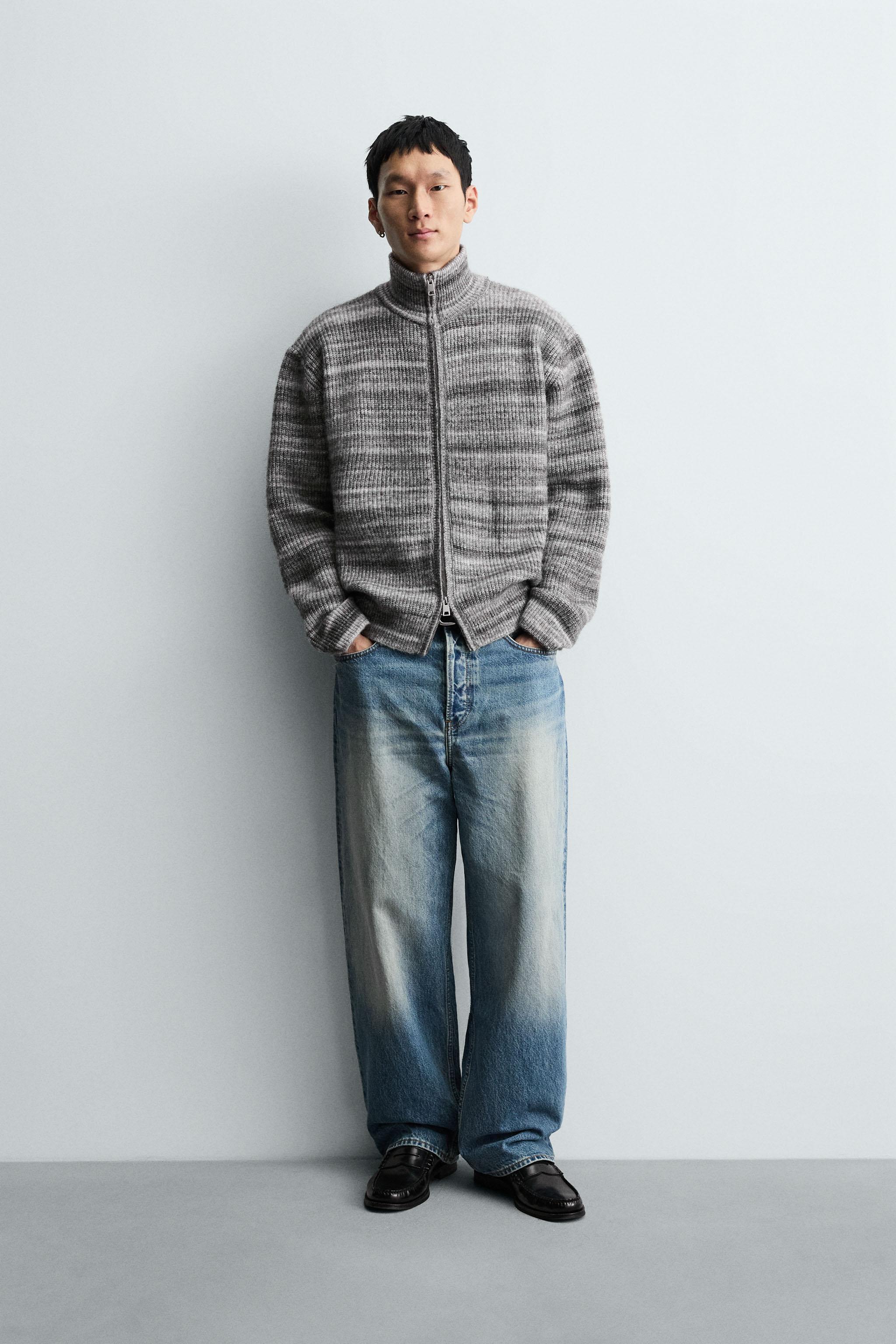 OEM ODM Men's Zip-Up Knit Sweater Jacket