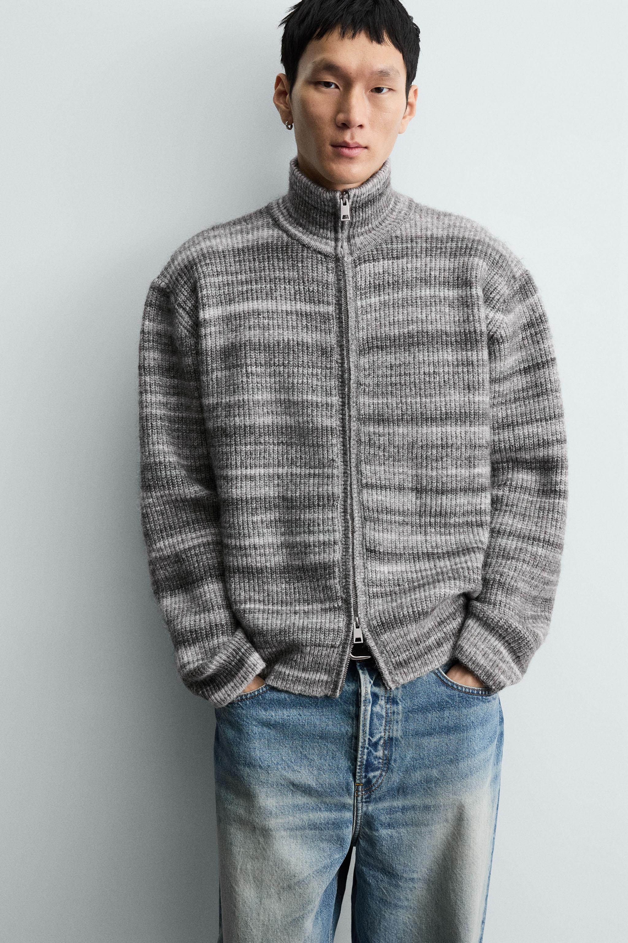 OEM ODM Men's Zip-Up Knit Sweater Jacket