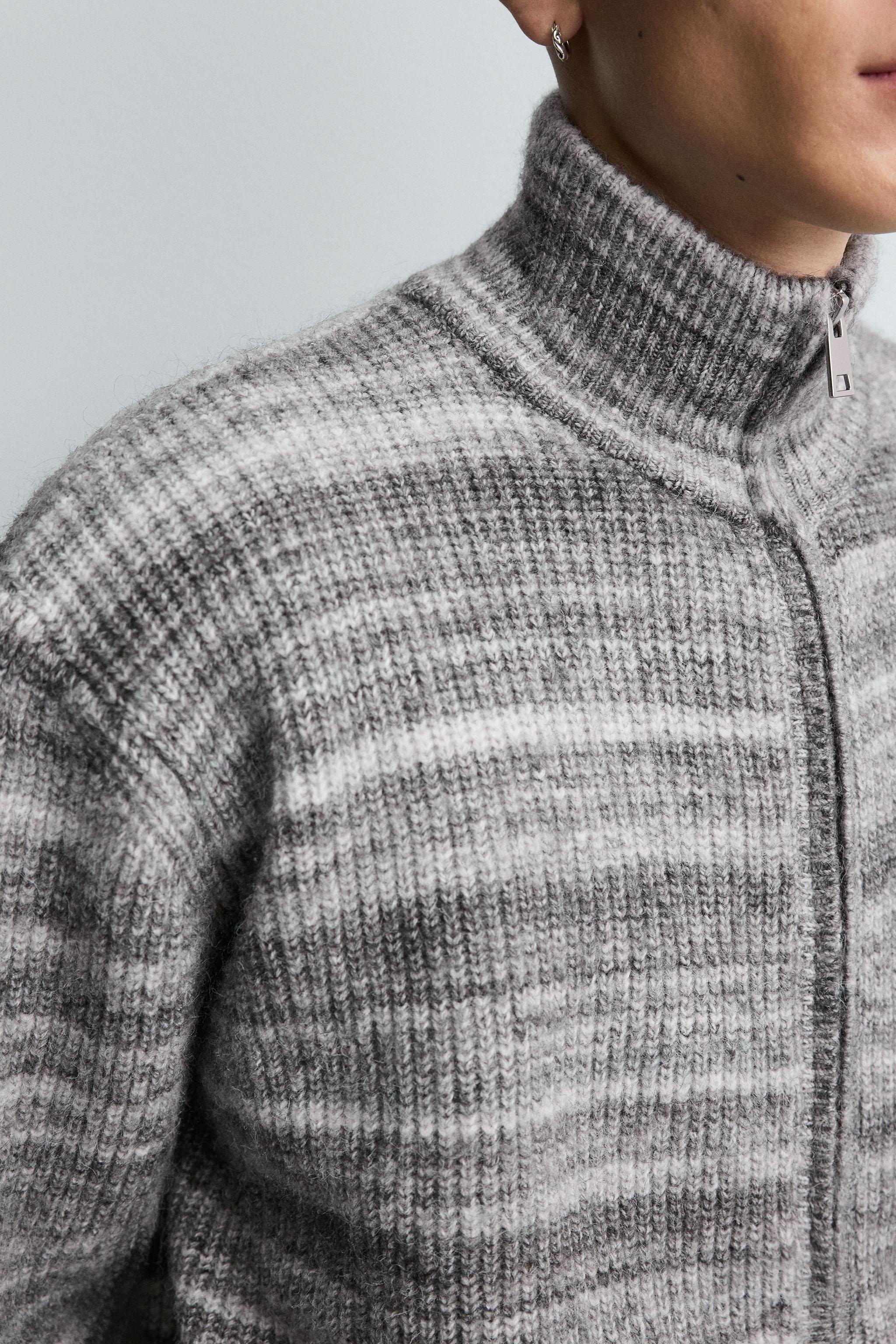 OEM ODM Men's Zip-Up Knit Sweater Jacket