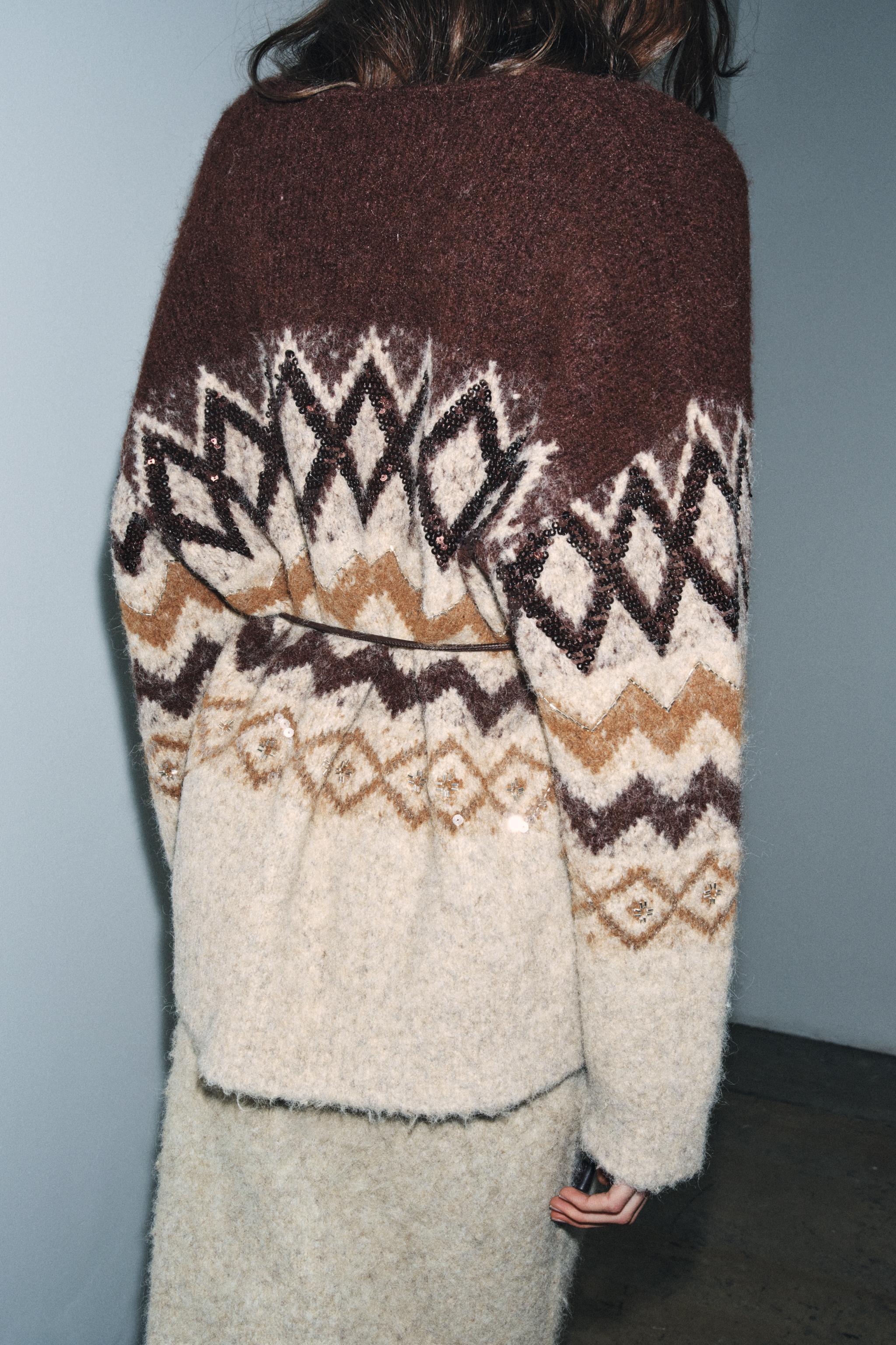 Factory Direct Women's Cozy Patterned Knit Cardigan and Skirt Set
