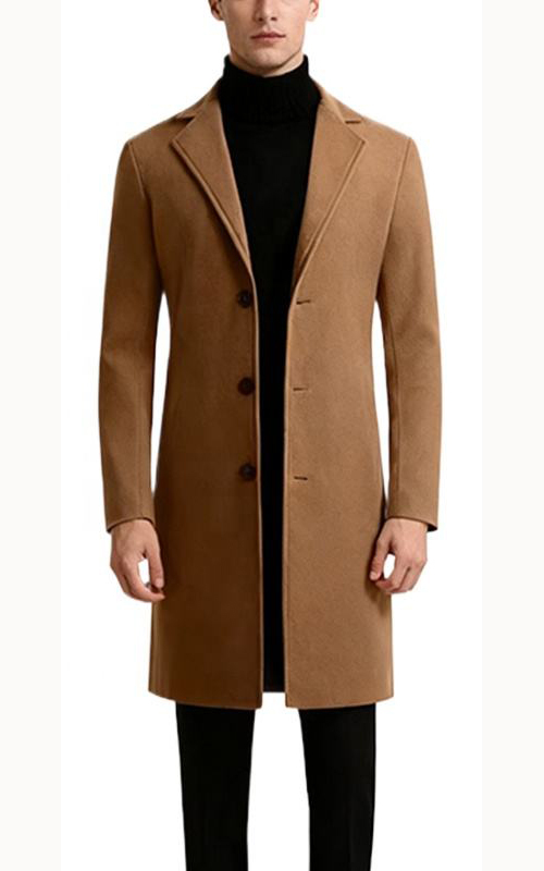 OEM ODM Men’s Classic Camel Wool Blend Long Coat