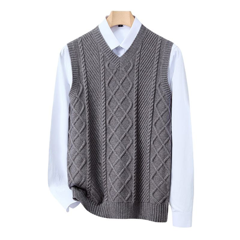 Wholesale Classic Cable Knit V-Neck Sweater Vest