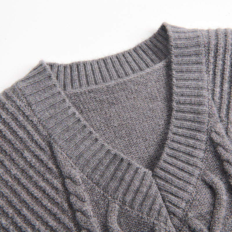 Wholesale Classic Cable Knit V-Neck Sweater Vest
