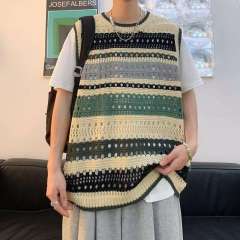 Wholesale  Striped Crochet Sleeveless Vest