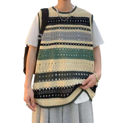 Wholesale  Striped Crochet Sleeveless Vest