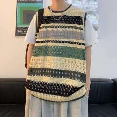 Wholesale  Striped Crochet Sleeveless Vest