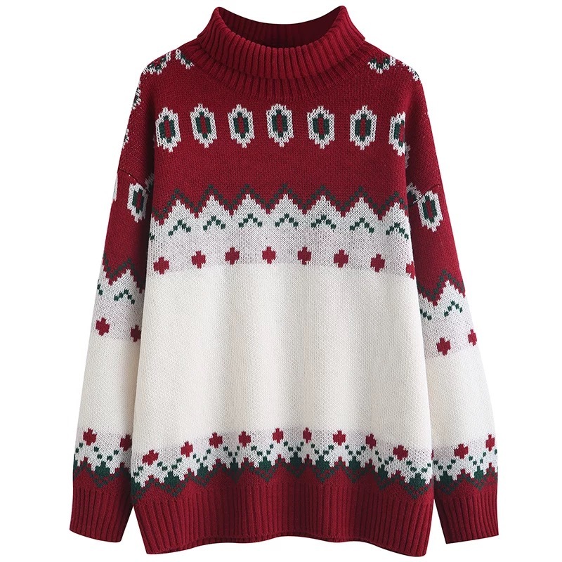 Personalized Christmas Knitted Turtleneck Sweater