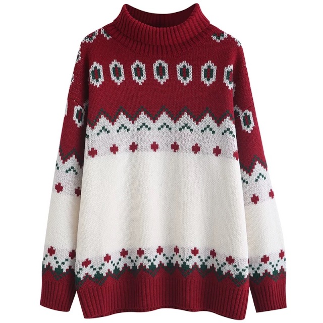 Personalized Christmas Knitted Turtleneck Sweater