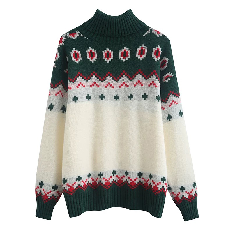 Personalized Christmas Knitted Turtleneck Sweater