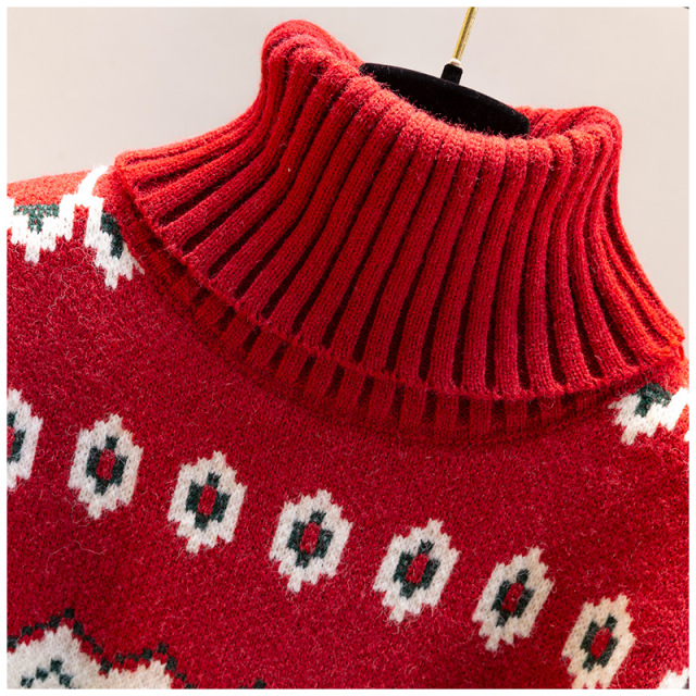 Personalized Christmas Knitted Turtleneck Sweater