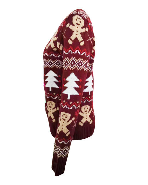 OEM ODM  Red Reindeer Patterned Cable Knit Sweater