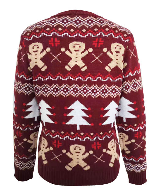 OEM ODM  Red Reindeer Patterned Cable Knit Sweater