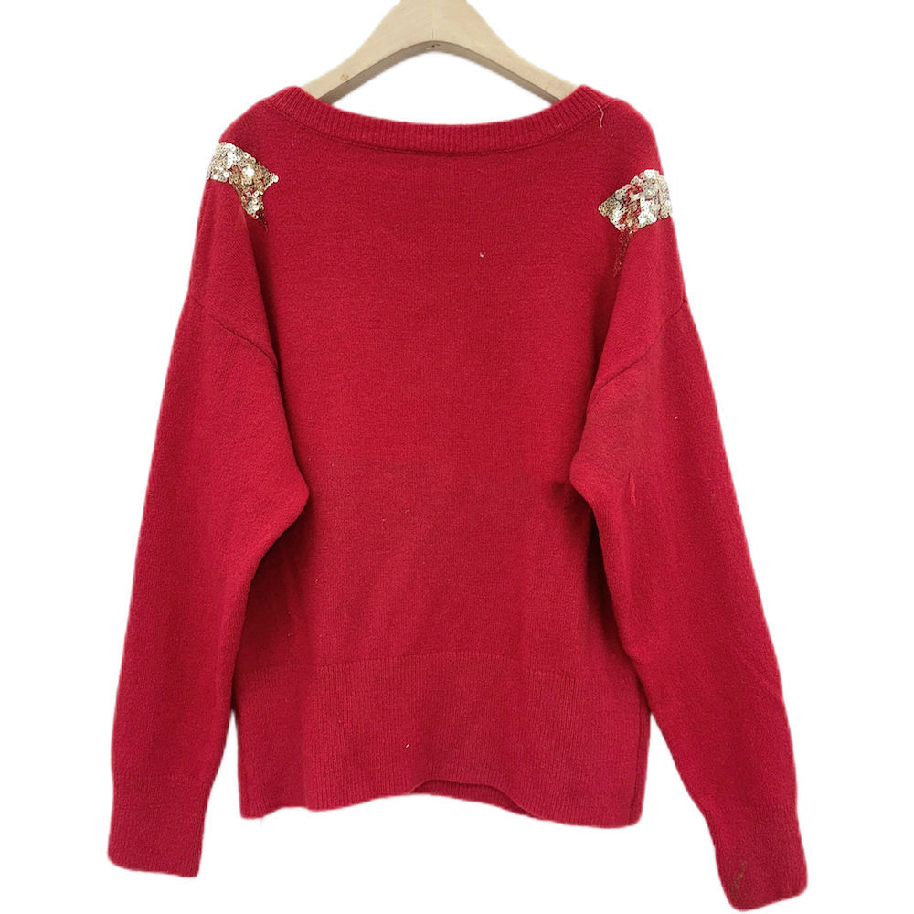Wholesale-Sequin Bow Christmas Sweater