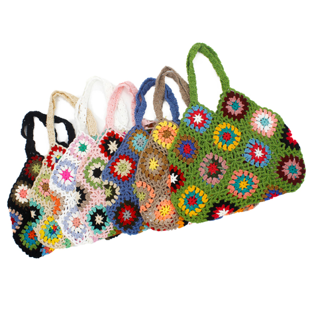 Customized Crochet Granny Square Tote Bag
