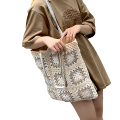 OEM ODM Handmade Crochet Granny Square Tote Bag