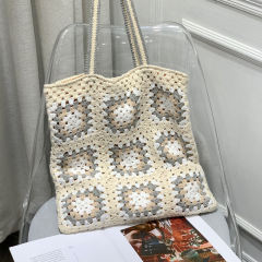 OEM ODM Handmade Crochet Granny Square Tote Bag