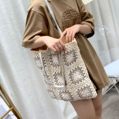 OEM ODM Handmade Crochet Granny Square Tote Bag