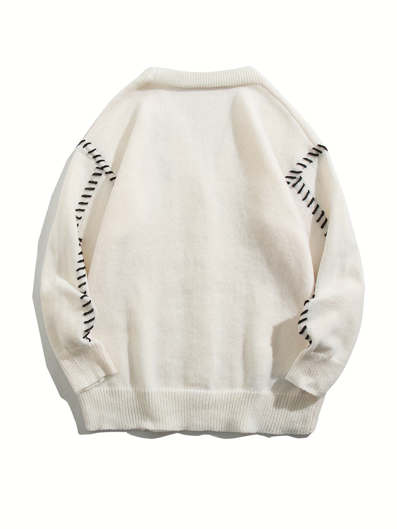 OEM ODM Women's White V-Neck Cardigan with Black Stitch Detail