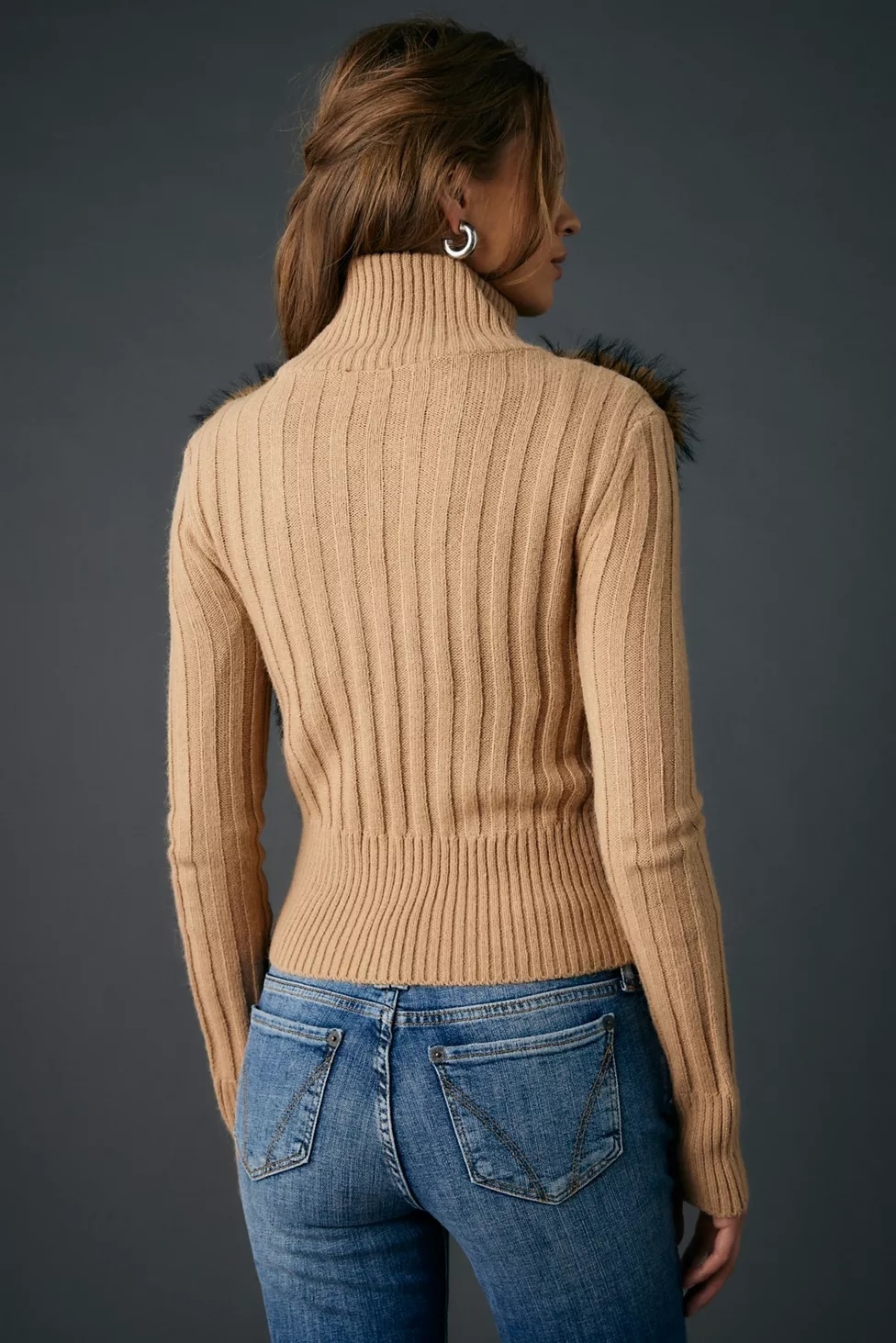 Wholesale Women's White Faux Fur Zip-Up Cardigan