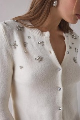 Customized Women's White Beaded Cardigan