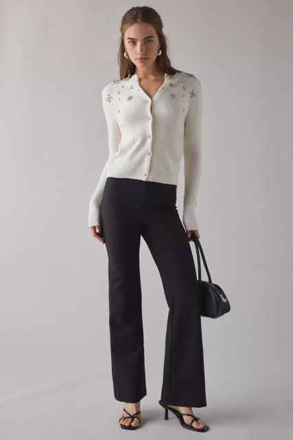 Customized Women's White Beaded Cardigan
