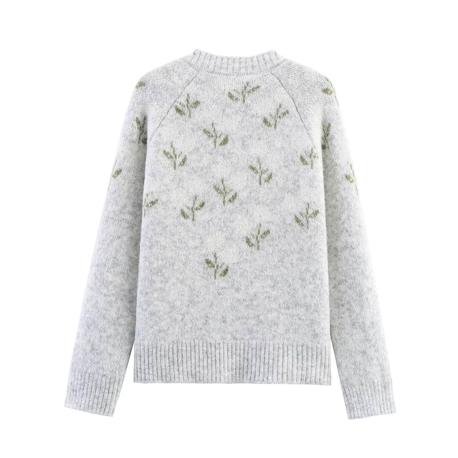 Factory Direct Women's Gray Floral Embellished Cardigan