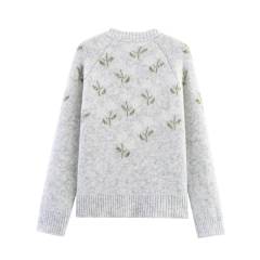 Factory Direct Women's Gray Floral Embellished Cardigan