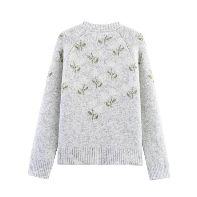 Factory Direct Women's Gray Floral Embellished Cardigan