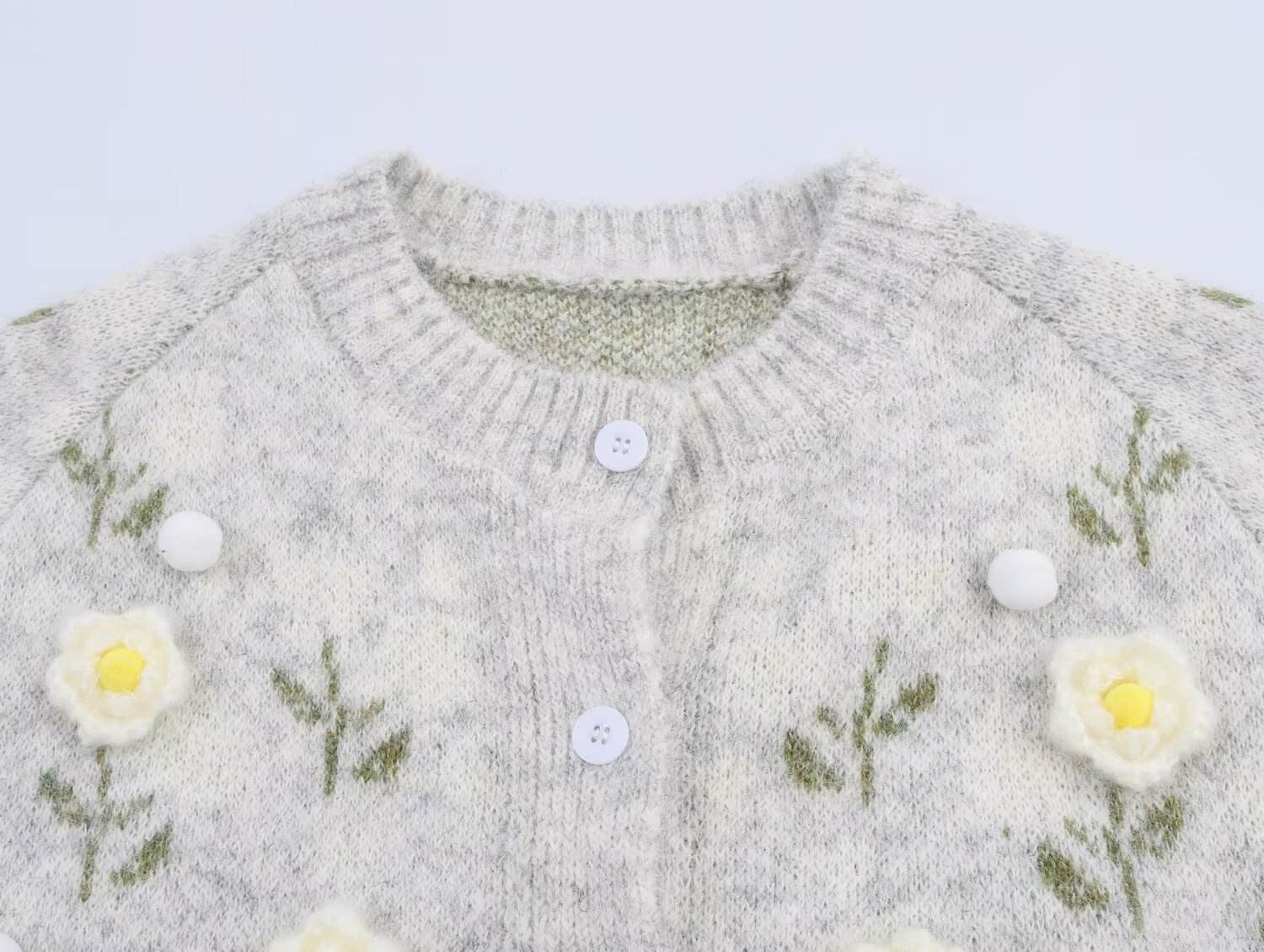 Factory Direct Women's Gray Floral Embellished Cardigan