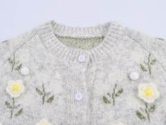 Factory Direct Women's Gray Floral Embellished Cardigan