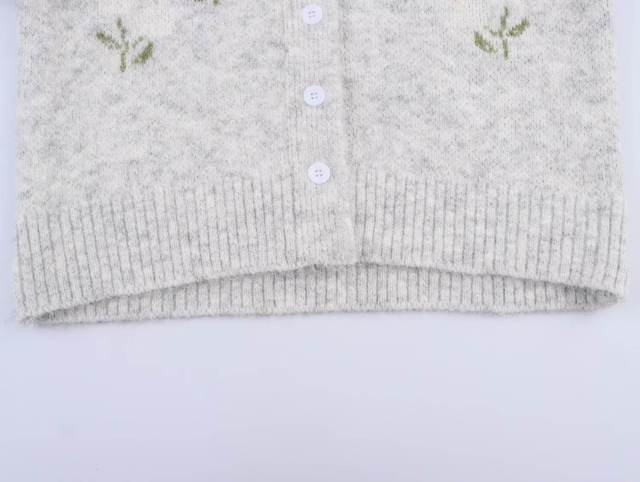 Factory Direct Women's Gray Floral Embellished Cardigan