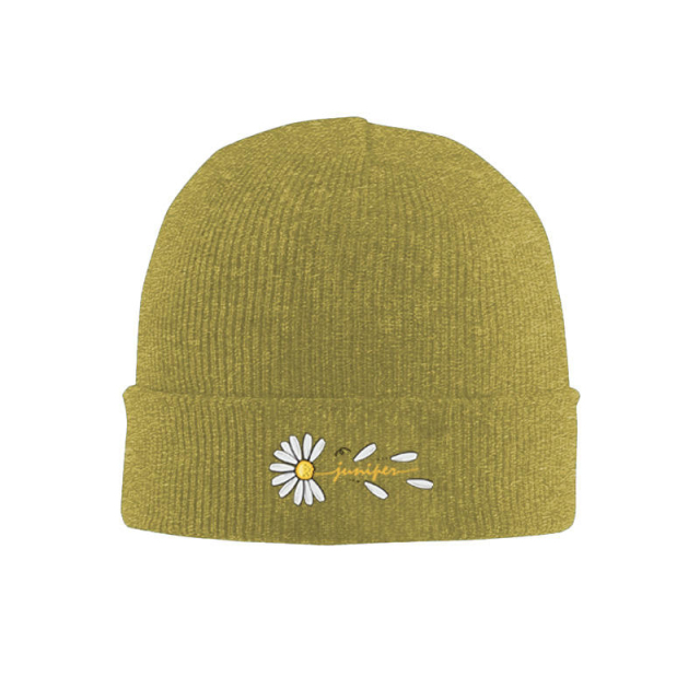 Made-to-order Juniper Black Daisy Embroidered Beanie