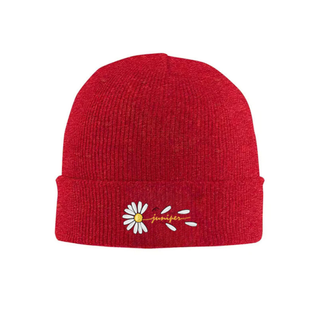 Made-to-order Juniper Black Daisy Embroidered Beanie