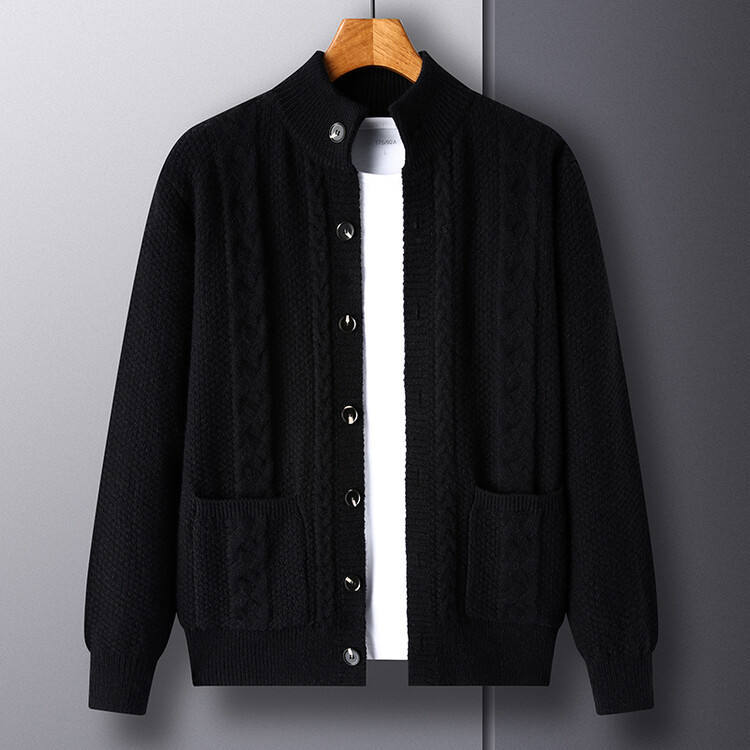 Factory Direct Cable Knit Cardigan with Button Front and Pockets – Cozy Fall & Winter Sweater