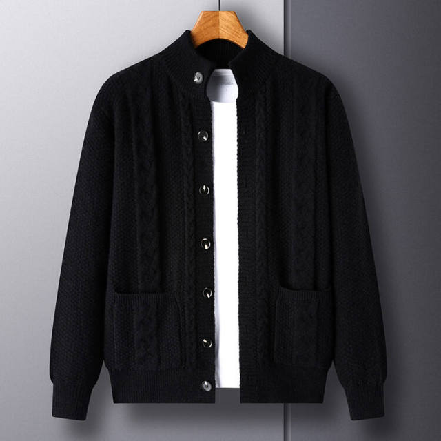 Factory Direct Cable Knit Cardigan with Button Front and Pockets – Cozy Fall & Winter Sweater