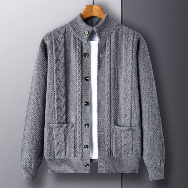 Factory Direct Cable Knit Cardigan with Button Front and Pockets – Cozy Fall & Winter Sweater