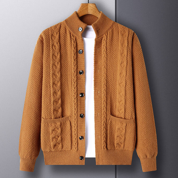 Factory Direct Cable Knit Cardigan with Button Front and Pockets – Cozy Fall & Winter Sweater