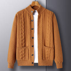 Factory Direct Cable Knit Cardigan with Button Front and Pockets – Cozy Fall & Winter Sweater