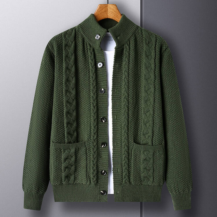 Factory Direct Cable Knit Cardigan with Button Front and Pockets – Cozy Fall & Winter Sweater