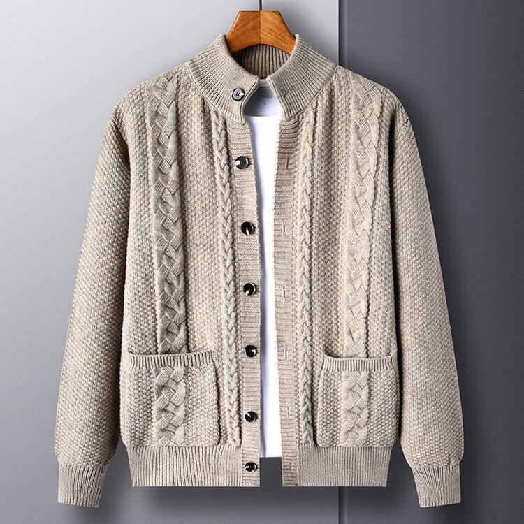Factory Direct Cable Knit Cardigan with Button Front and Pockets – Cozy Fall & Winter Sweater