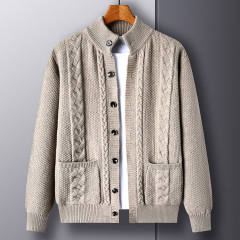 Factory Direct Cable Knit Cardigan with Button Front and Pockets – Cozy Fall & Winter Sweater