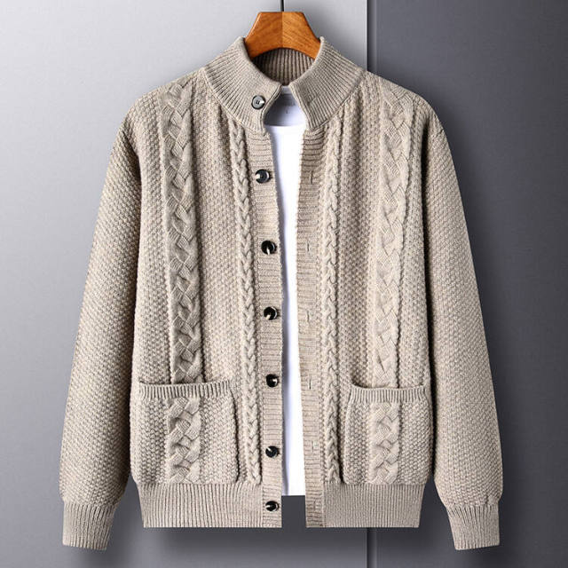 Factory Direct Cable Knit Cardigan with Button Front and Pockets – Cozy Fall & Winter Sweater